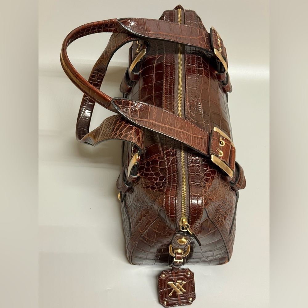MAXX CROC Y2K genuine leather satchel bag burgundy brown - Picture 12 of 17